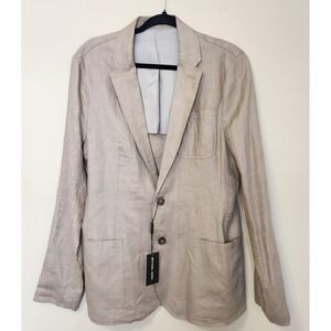 Michael Kors Mens Khaki 100% Linen Blazer Sport Coat 40R Unstructured NWT